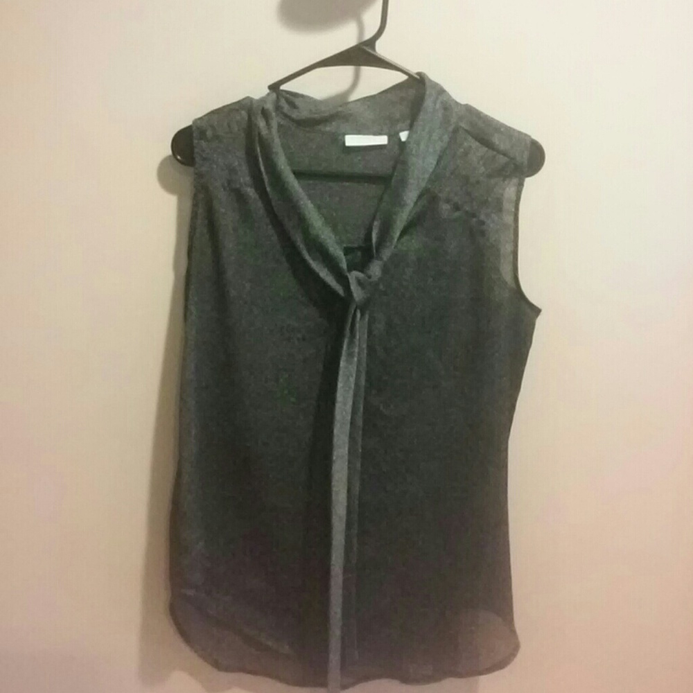 Granite colored shimmery sleeveless blouse